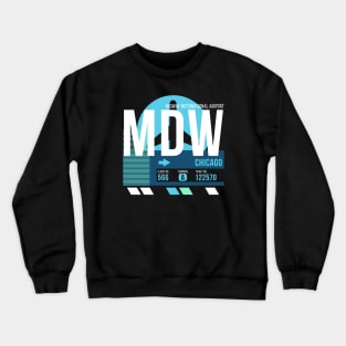 Chicago (MDW) Airport Code Baggage Tag Midway Crewneck Sweatshirt